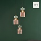 Sakura – 3 Light Ceiling Light – Pink and Green Ribbed Glass