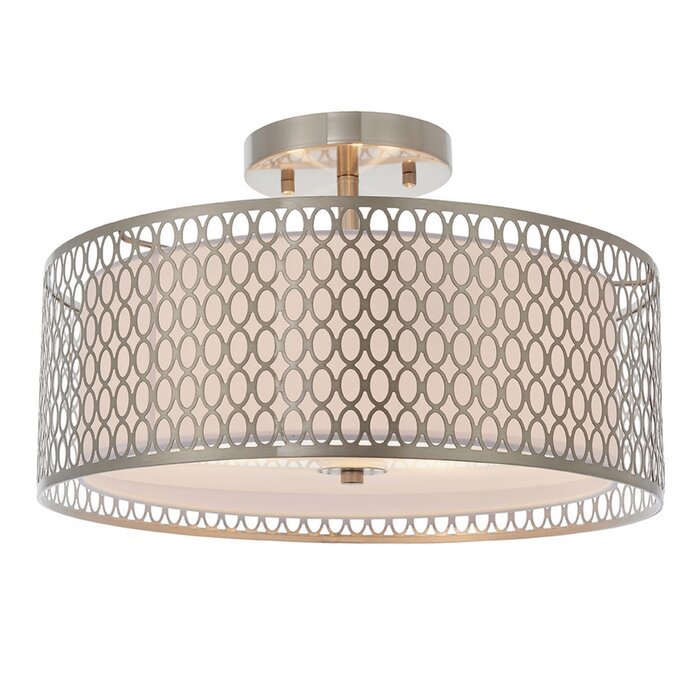 Tessa - Modern Drum Low Ceiling Light  - Satin Nickel