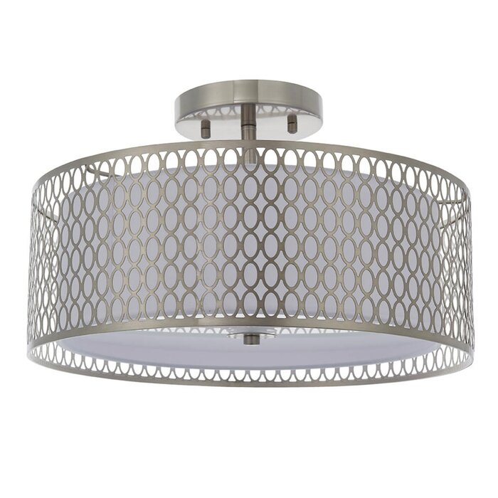 Tessa - Modern Drum Low Ceiling Light  - Satin Nickel