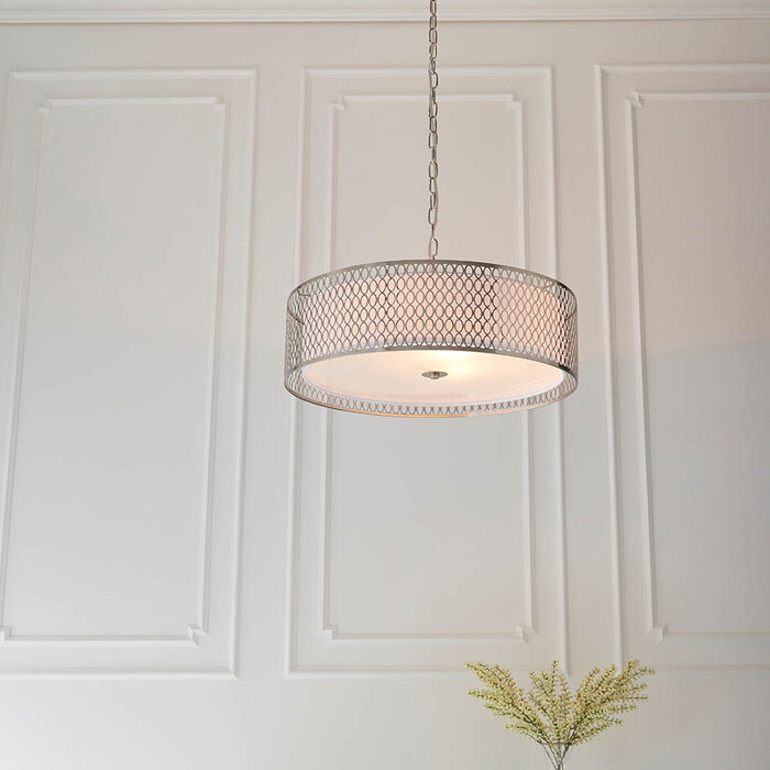 Tessa - Modern Pendant Light - Satin Nickel - Medium