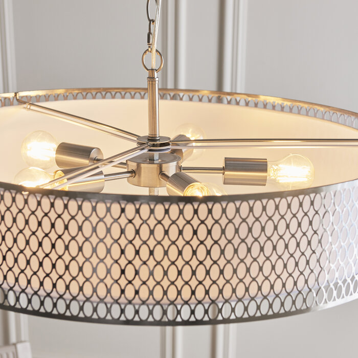 Tessa - Modern Pendant Light - Satin Nickel - Large