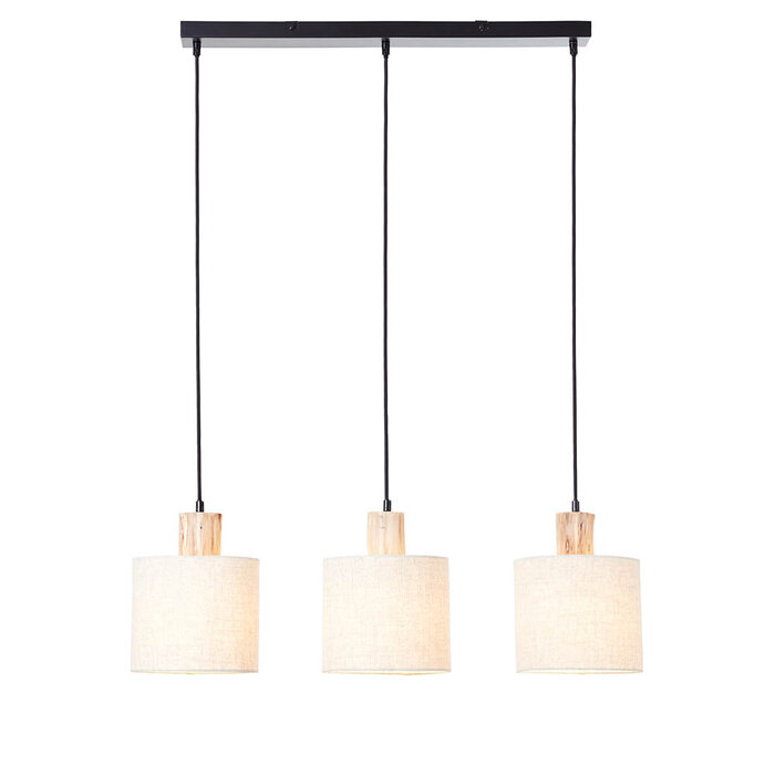 Dunbar - Wooden Bar Pendant Light with Natural Linen Shades