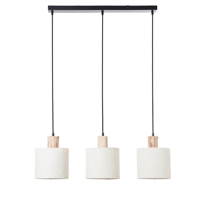 Dunbar - Wooden Bar Pendant Light with Natural Linen Shades