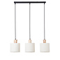 Dunbar - Wooden Bar Pendant Light with Natural Linen Shades