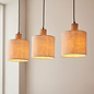 Dunbar - Wooden Bar Pendant Light with Natural Linen Shades
