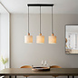 Dunbar - Wooden Bar Pendant Light with Natural Linen Shades