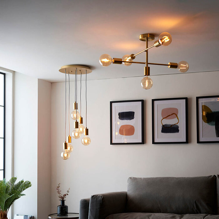 Appleton - Designer Industrial Ceiling Light in Brushed Brass