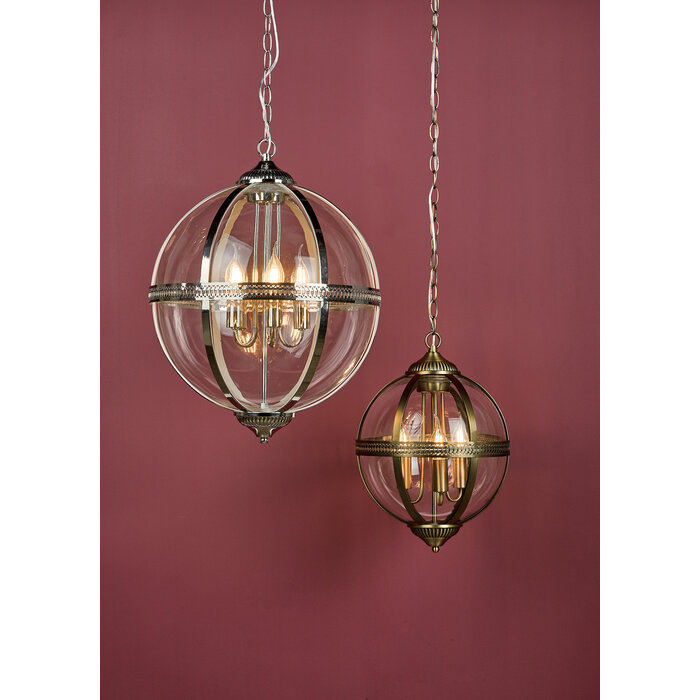 Heritage - Large Classic Globe Lantern - Polished Nickel & Glass