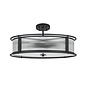 Margot - Large Semi Flush Ceiling Light– Black Ribbed Glass (Convertible Design)