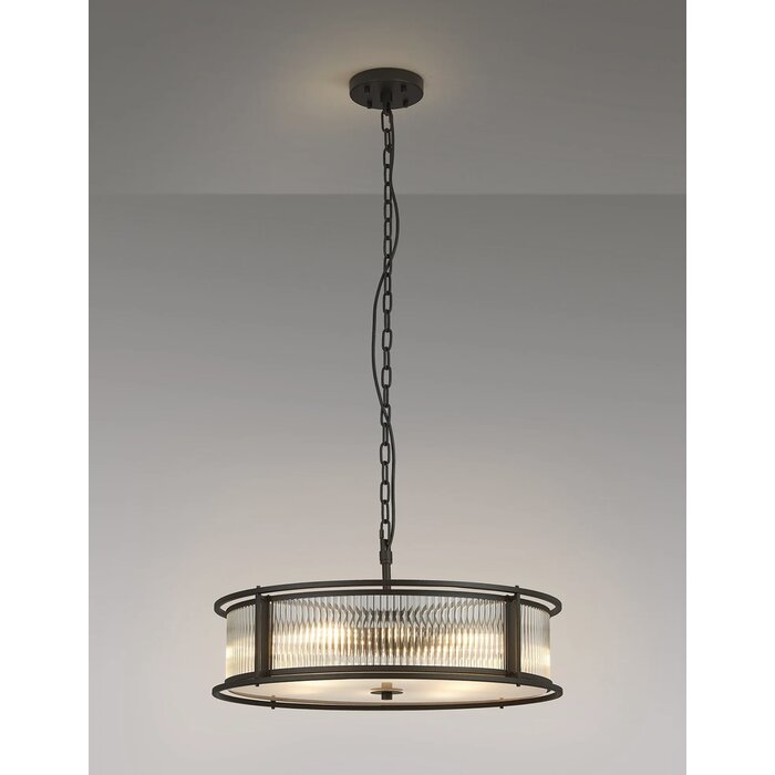 Margot - Large Flush Ceiling Light– Black Ribbed Glass (Convertible Design)