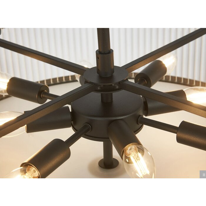 Margot - Large Flush Ceiling Light– Black Ribbed Glass (Convertible Design)