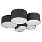 Pastel - Large Fabric Drum Flush Ceiling Light  - Black