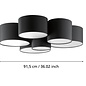 Pastel - Large Fabric Drum Flush Ceiling Light  - Black