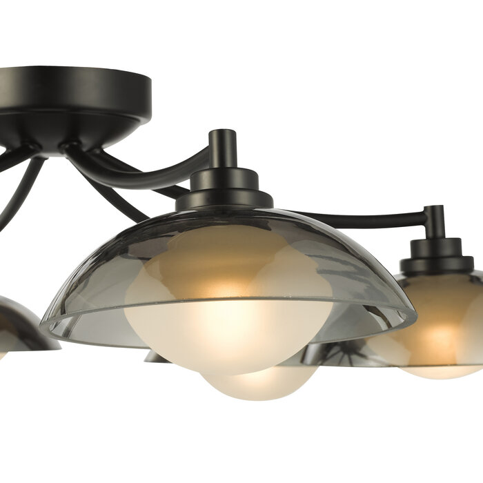 Cayda - Satin Black and Smoked Glass Semi Flush Ceiling Light - 6 Light
