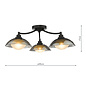 Cayda - Satin Black and Smoked Glass Semi Flush Ceiling Light - 3 Light