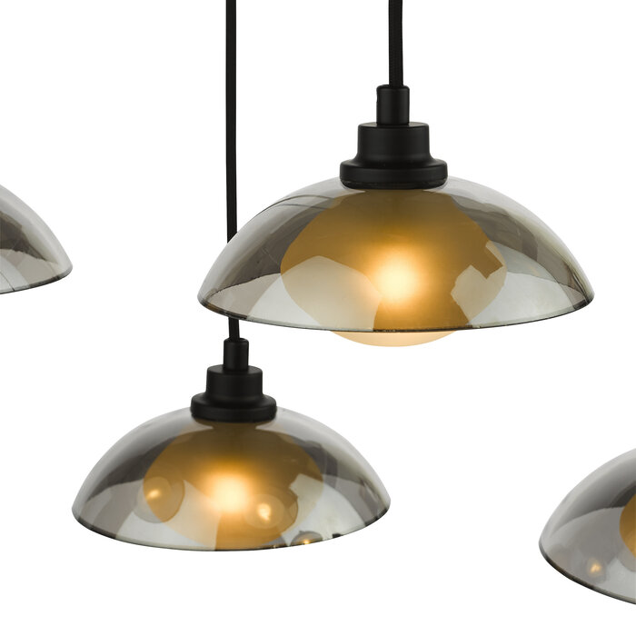 Cayda - Satin Black and Smoked Glass Bar Pendant Light