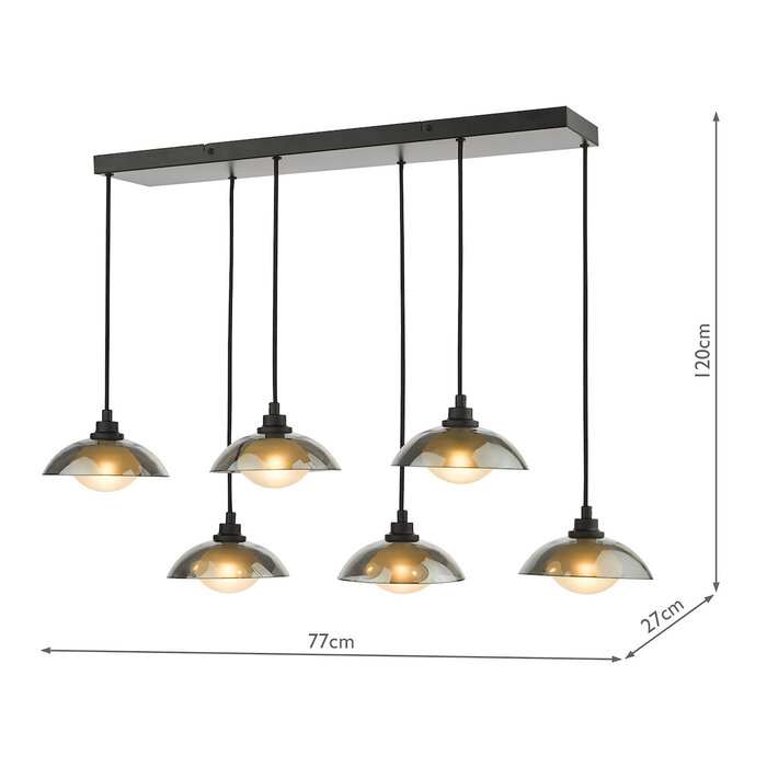 Cayda - Satin Black and Smoked Glass Bar Pendant Light