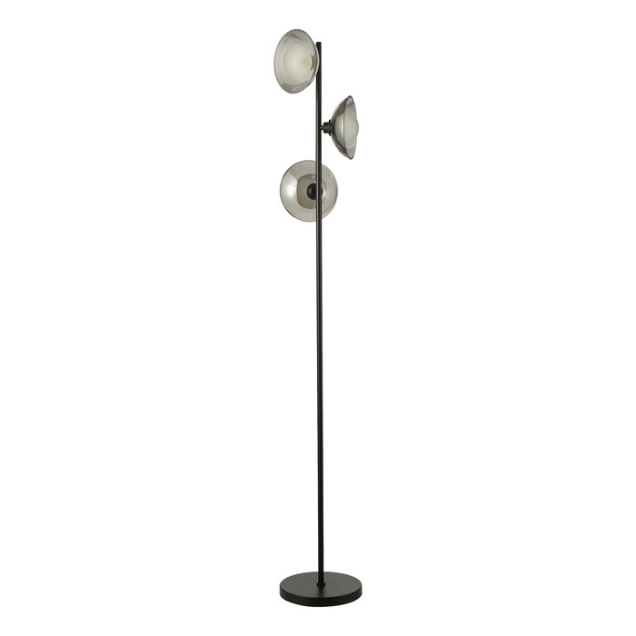 Cayda - Modern Smoked Glass and Black Floor Lamp