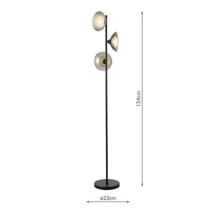 Cayda - Modern Smoked Glass and Black Floor Lamp