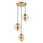 Ophira - Amber Ribbed Glass & Antique Gold Cluster Pendant Light