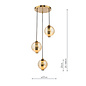 Ophira - Amber Ribbed Glass & Antique Gold Cluster Pendant Light