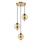 Ophira - Amber Ribbed Glass & Antique Gold Cluster Pendant Light