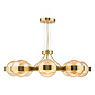 Ophira - Amber Ribbed Glass & Antique Gold Modern Chandelier - 8 Light