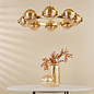 Ophira - Amber Ribbed Glass & Antique Gold Modern Chandelier - 8 Light
