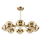 Ophira - Amber Ribbed Glass & Antique Gold Modern Chandelier - 8 Light