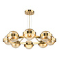 Ophira - Amber Ribbed Glass & Antique Gold Modern Chandelier - 8 Light