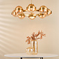 Ophira - Amber Ribbed Glass & Antique Gold Modern Chandelier - 8 Light