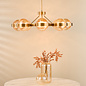 Ophira - Amber Ribbed Glass & Antique Gold Modern Chandelier - 8 Light
