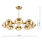 Ophira - Amber Ribbed Glass & Antique Gold Modern Chandelier - 8 Light