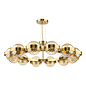Ophira - Amber Ribbed Glass & Antique Gold Modern Chandelier - 12 Light