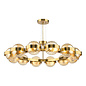 Ophira - Amber Ribbed Glass & Antique Gold Modern Chandelier - 12 Light