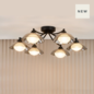 Cayda - Satin Black and Smoked Glass Semi Flush Ceiling Light - 6 Light