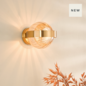 Ophira - Amber Ribbed Glass & Antique Gold Wall Light
