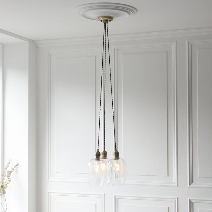 Una - 3 Light Cluster Light - Dining Room & Staircase Chandelier - Antique Brass