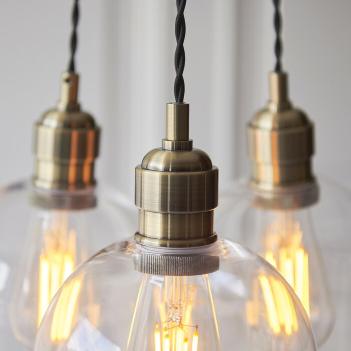 Una - 3 Light Cluster Light - Dining Room & Staircase Chandelier - Antique Brass