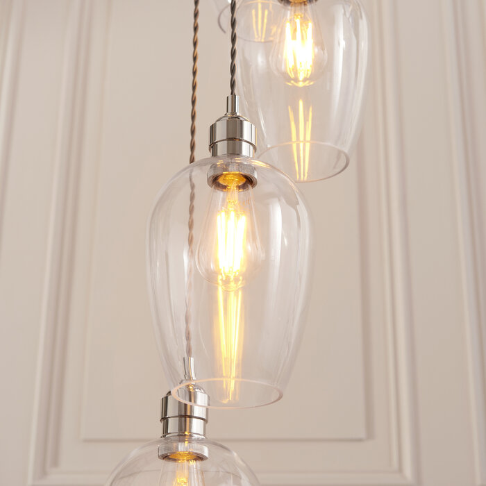 Una - Staircase Chandelier - 13 Light Cascading Pendant - Polished Nickel