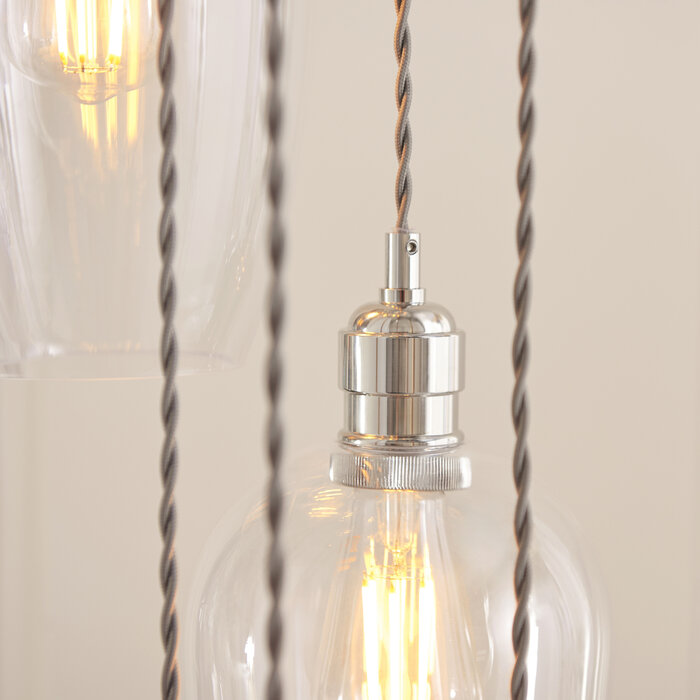 Una - Staircase Chandelier - 13 Light Cascading Pendant - Polished Nickel