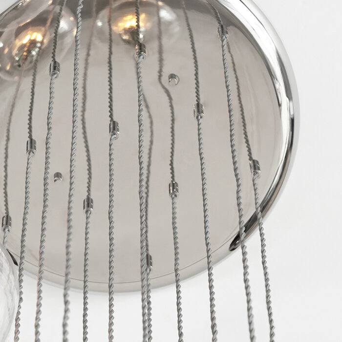 Una - Staircase Chandelier - 13 Light Cascading Pendant - Polished Nickel