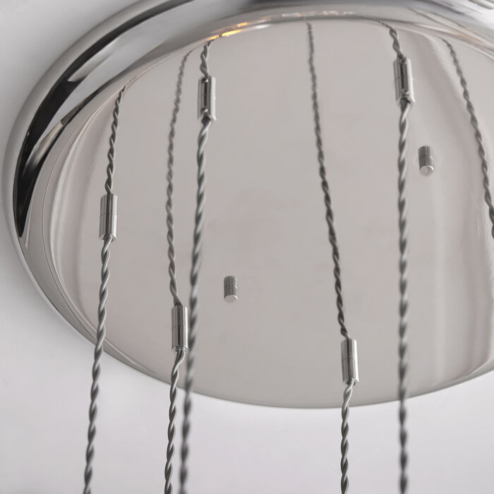 Una - Staircase Chandelier - 7 Light Cascading Pendant - Polished Nickel