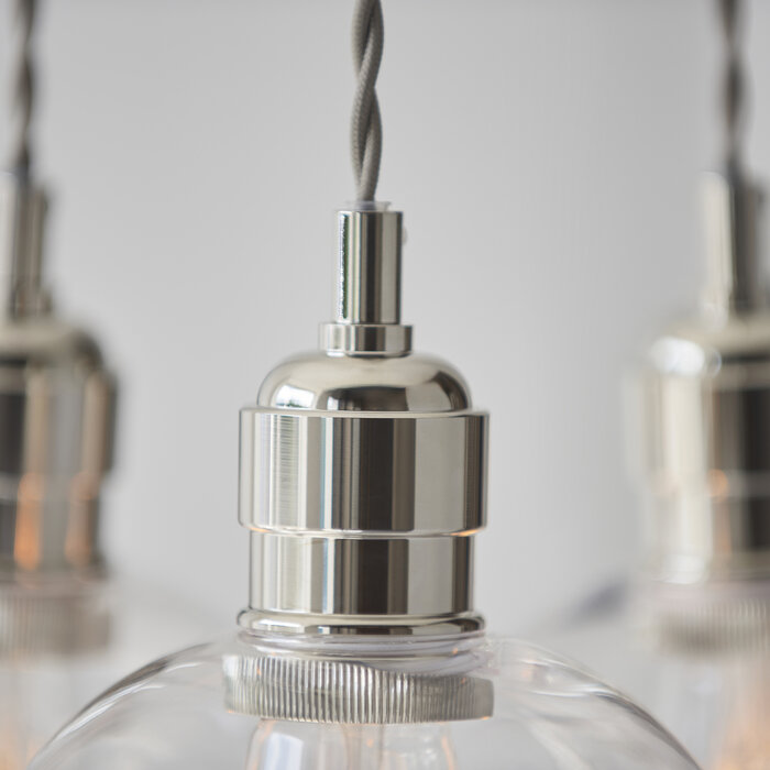 Una - 3 Light Cluster Light - Dining Room & Staircase Chandelier - Polished Nickel