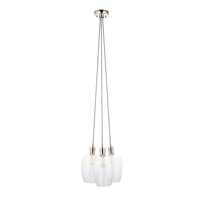 Una - 3 Light Cluster Light - Dining Room & Staircase Chandelier - Polished Nickel