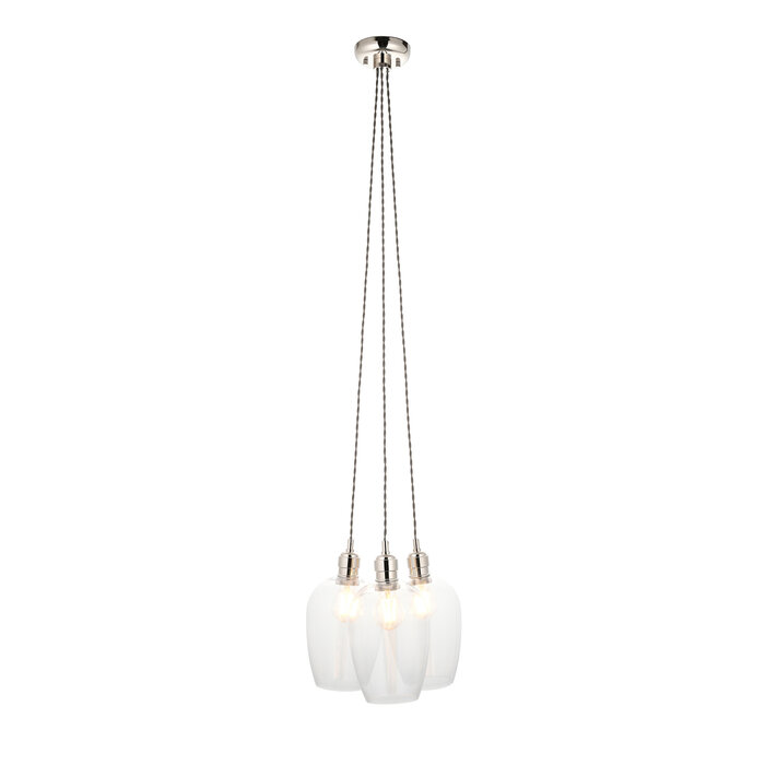 Una - 3 Light Cluster Light - Dining Room & Staircase Chandelier - Polished Nickel