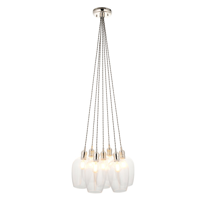 Una - 7 Light Cluster Light - Dining Room & Staircase Chandelier - Polished Nickel