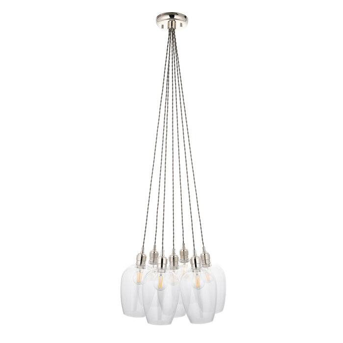 Una - 7 Light Cluster Light - Dining Room & Staircase Chandelier - Polished Nickel