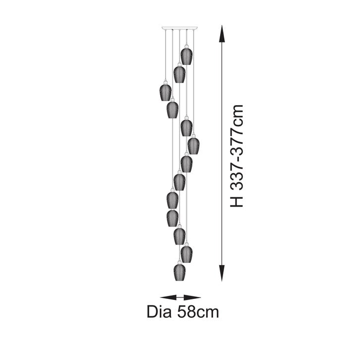 Bettina - 13 Light Cascading Staircase Pendant Chandelier - Antique Brass