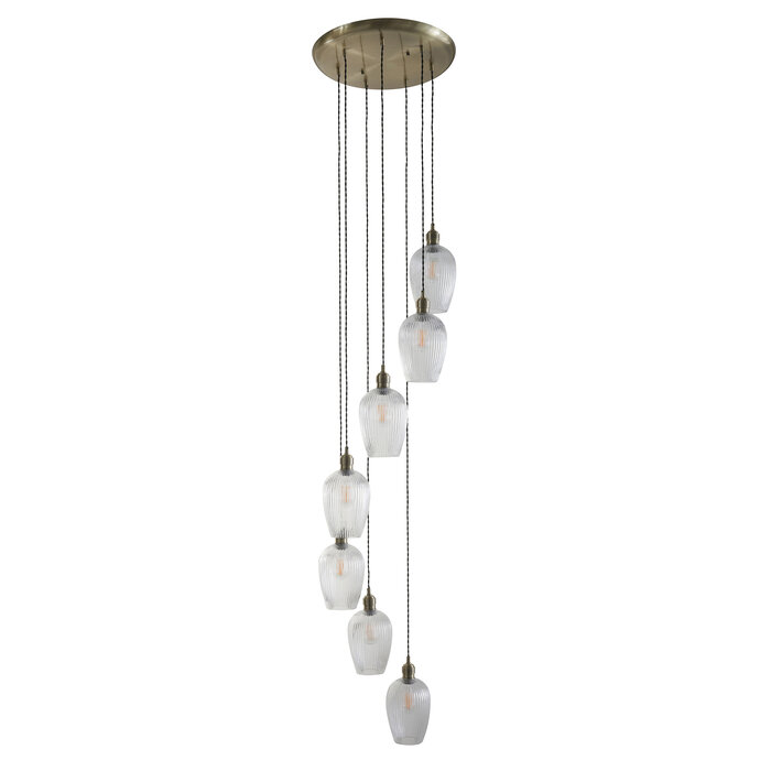 Bettina - 7 Light Cascading Staircase Pendant Chandelier- Antique Brass